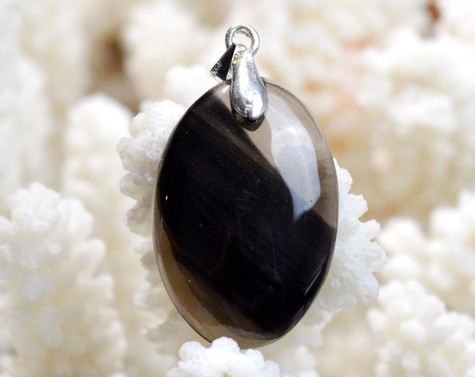 Midnight Obsidian 25 carats - natural stone cabochon pendant - USA / FB87