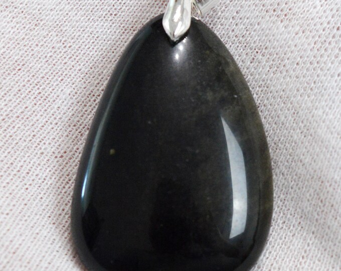 130 carat golden obsidian - natural stone cabochon pendant - Mexico /FU38