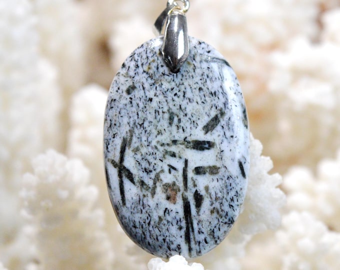 Hornblende & Almandine Garnet 46 carats - natural stone cabochon pendant - Austria / FZ8