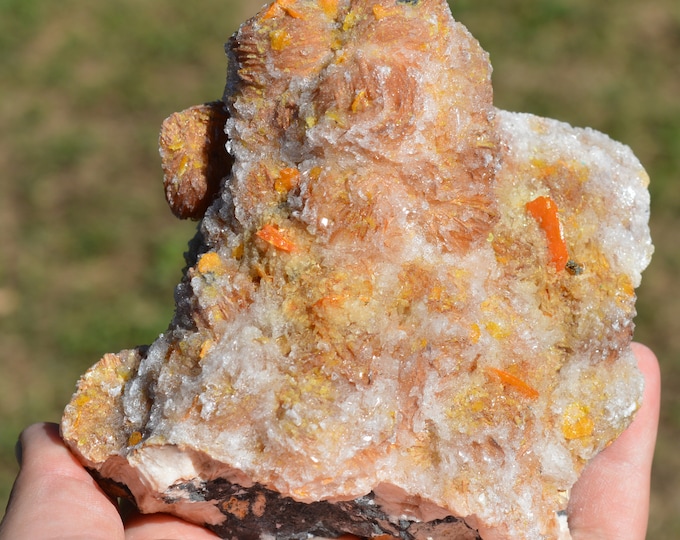 Wulfenite & Baryte galena 1310 grams - Les Dalles Mine, Mibladen mining district, Midelt Province, Drâa-Tafilalet Region, Morocco