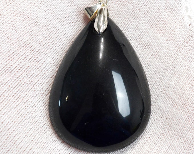 100 Carat Black Obsidian - Natural Stone Cabochon Pendant - Mexico /GD8