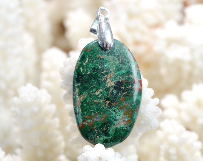 Malachite & Goethite 32 carats - natural stone cabochon pendant - Congo / DZ72