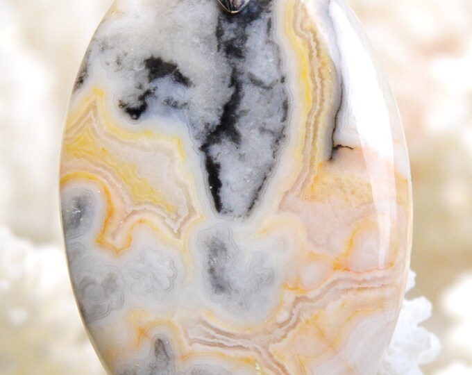 Agate 52 carats - pendentif cabochon pierre naturelle - Mexique // Ref BC38