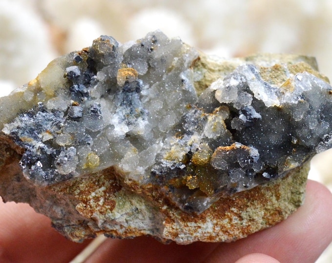 Galena & Chalcedony 102 grams - Le Buisson Mine, Montmirat, Saint-Étienne-du-Valdonnez, Mende, Lozère, Occitanie, France