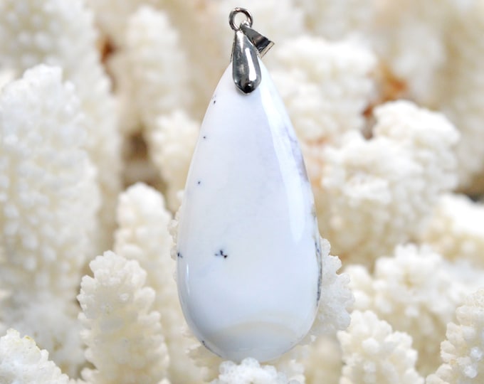 55 carat dendrite agate - natural stone cabochon pendant - Türkiye / FH15