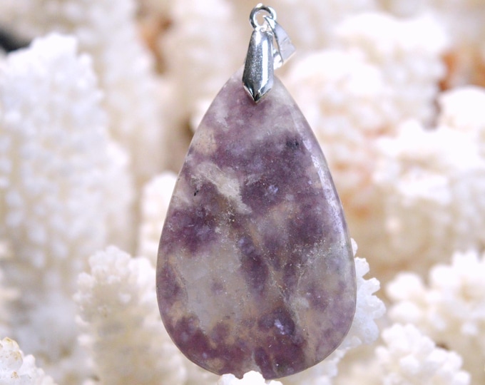 37-carat Lepidolite - Natural Stone Cabochon Pendant - Brazil / FX79