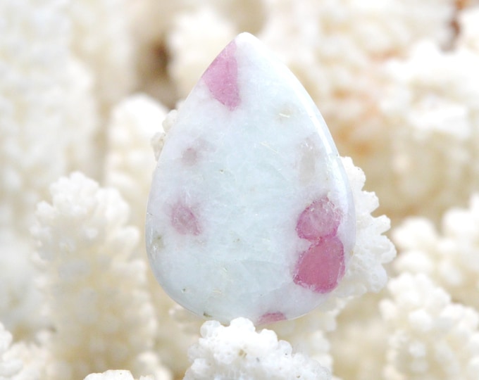 Quartz & pink tourmaline 30 carats - natural stone cabochon - Taquaral, Brazil / ES50