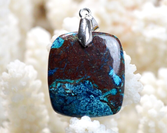 Shattuckite & Goethite 41 carats - natural stone cabochon pendant - Opuwo Rural, Kunene Region, Namibia / EW64
