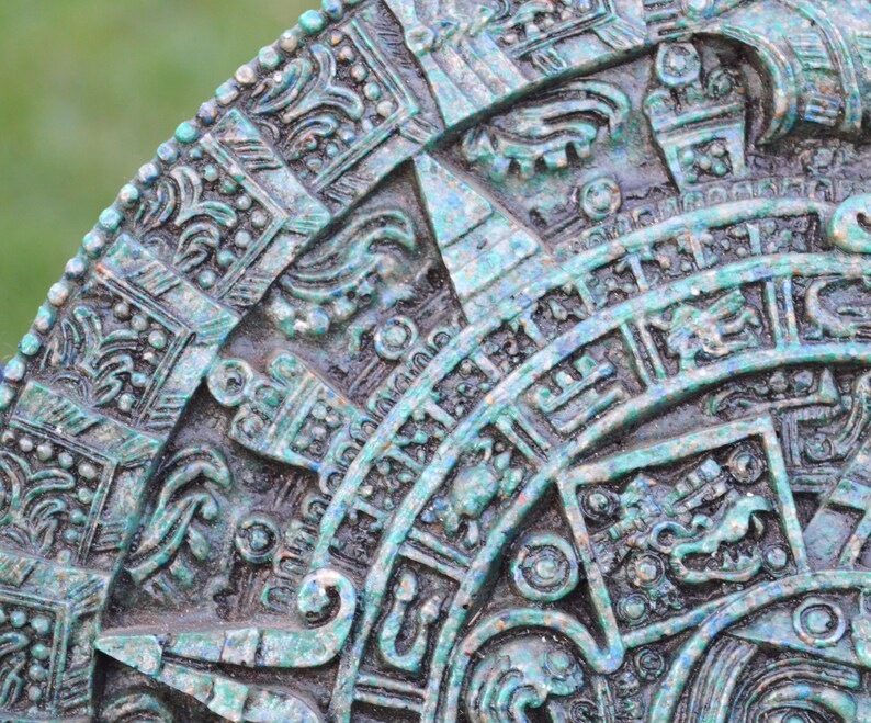 Aztec Composite Calendar in Malachite and Azurite, 30cm - Peru - Etsy