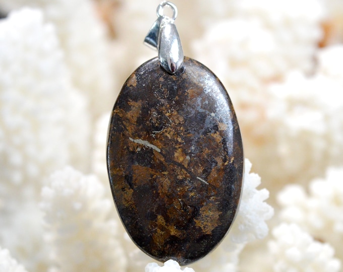 69 carat Bronzite - natural stone cabochon pendant - USA // DR33