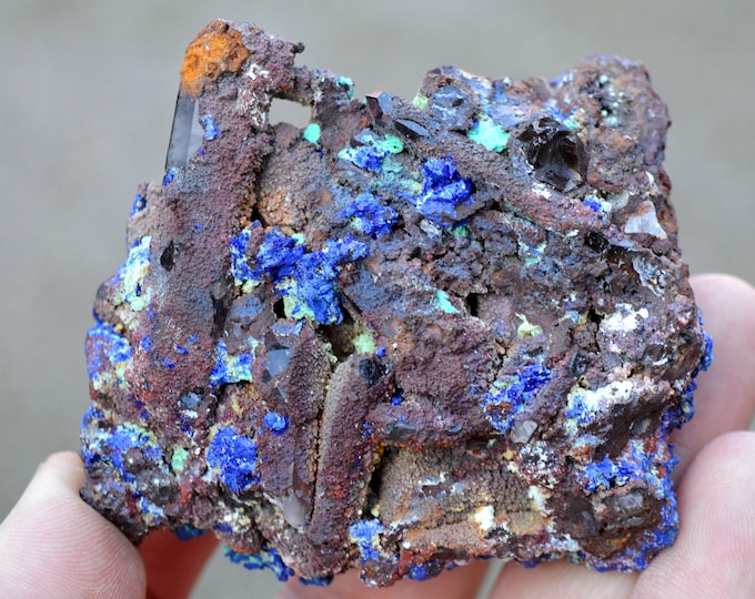 Azurite malachite quartz limonite - 169 grams - M'Ssici, Alnif County, Tinghir Province, Drâa-Tafilalet Region, Morocco