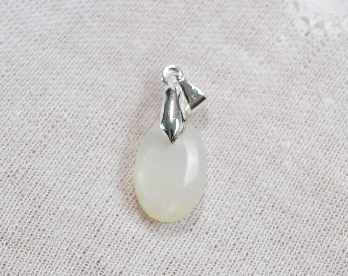 Pierre de lune blanche 12 carats - pendentif cabochon pierre naturelle - Tanzanie / FV8