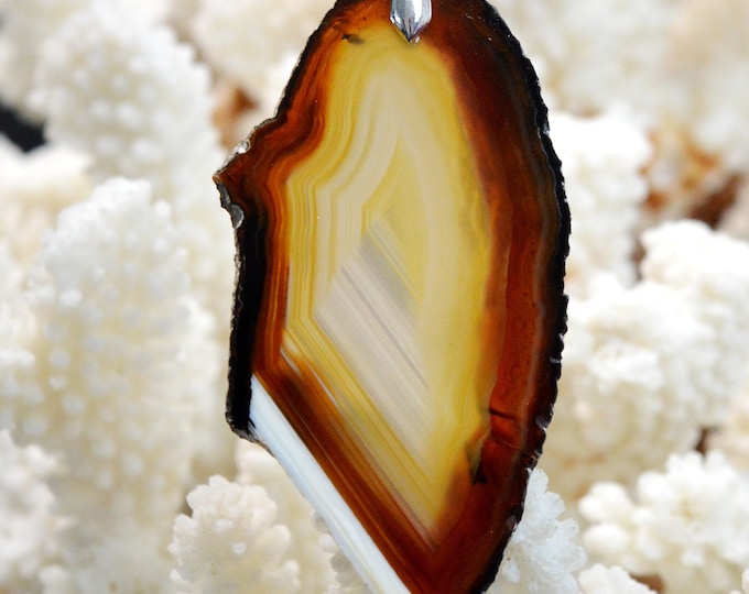 Agate 90 carats - pendentif tranche pierre naturelle - Brésil / EU95