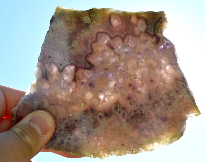 Slice - Amethyst - 1 polished side - 255 grams - Allier, France