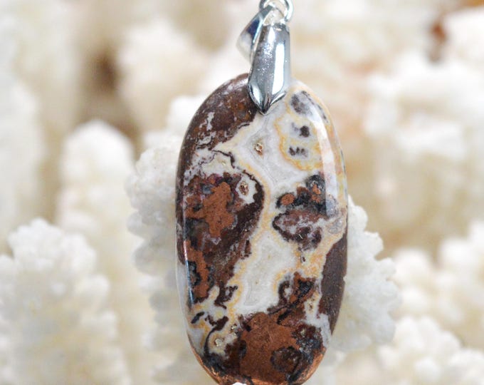 Native Copper & Dolomite 50 Carat - Natural Stone Cabochon Pendant - Michigan, USA / FU2