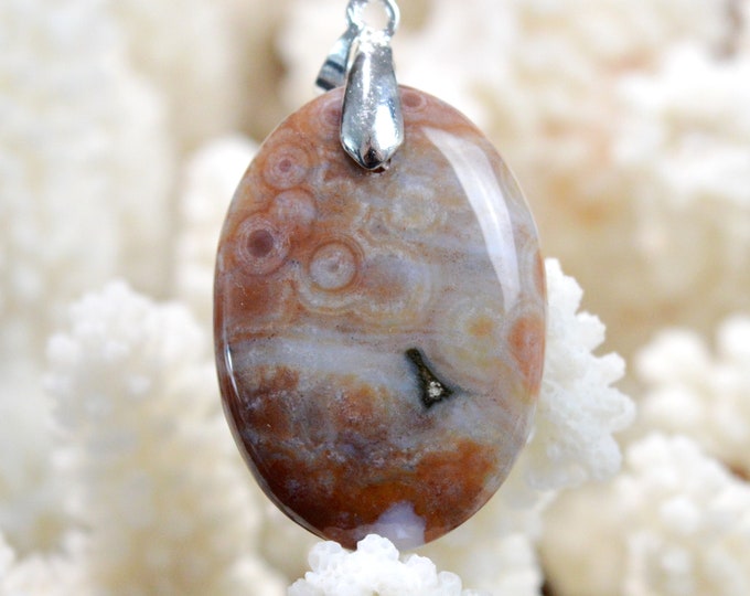 34 carat orbicular jasper - natural stone cabochon pendant - Madagascar // CG25