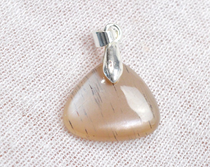 Pierre de lune pêche 10 carats - pendentif cabochon pierre naturelle - Inde / DZ8