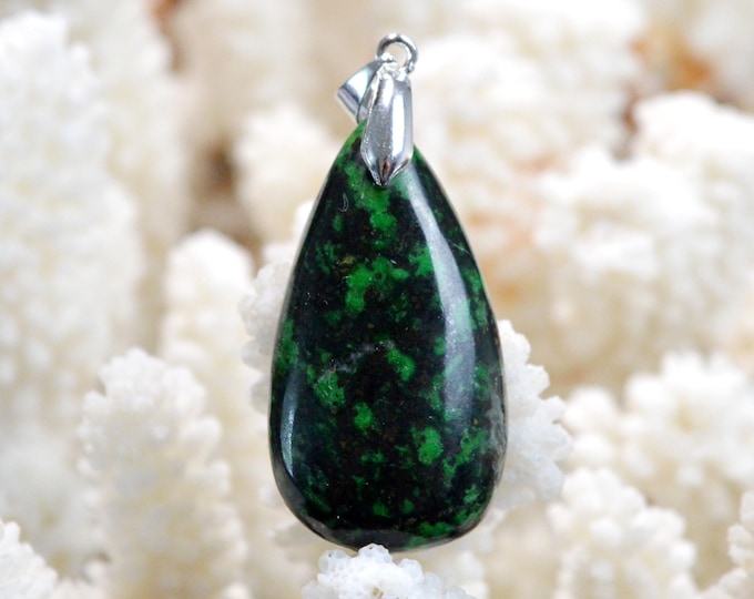 54 carat Omphacite Jade - natural stone cabochon pendant - Italy / FM53 - RARE