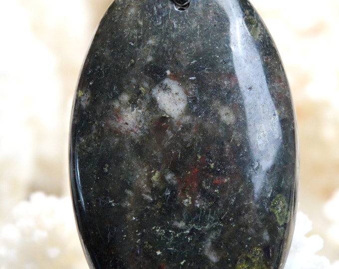Ruby / schist 76 carats - natural stone cabochon pendant - India / AY66