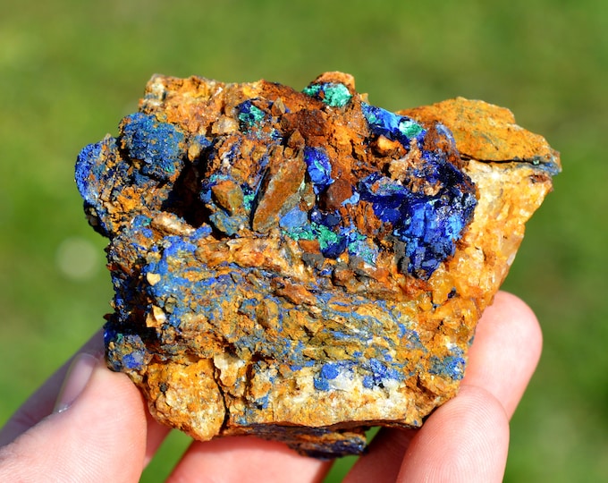 Azurite malachite quartz limonite - 226 grams - M'Ssici, Alnif County, Tinghir Province, Drâa-Tafilalet Region, Morocco