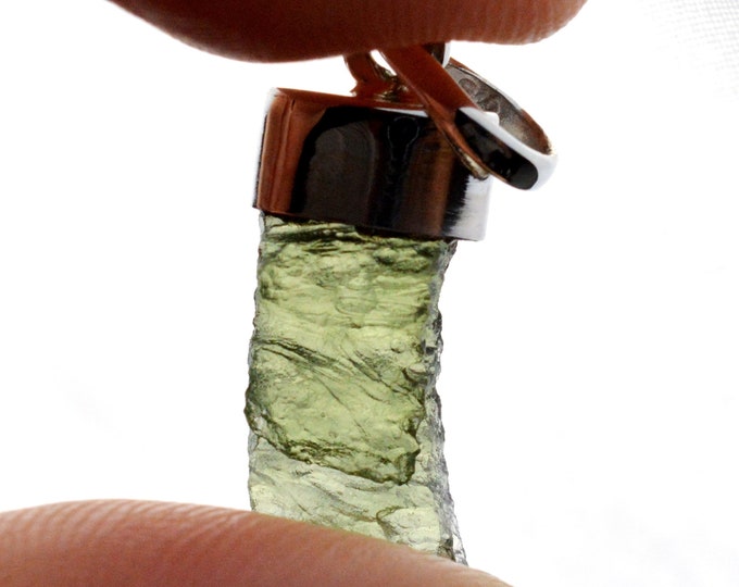 Moldavite - 9.5 carats - pendentif pierre naturelle - République Tchèque - Argent 925