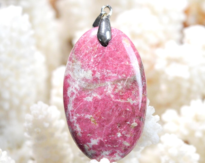 59 carat Thulite - natural stone cabochon pendant - Norway / FZ94