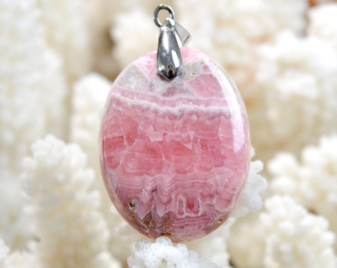 Rhodochrosite 74 carats - natural stone cabochon pendant - Argentina / FG23