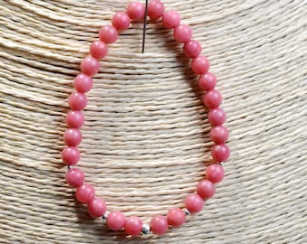 Bracelet - Thulite - 6 mm beads - 16 cm - Diameter 50 mm - Norway