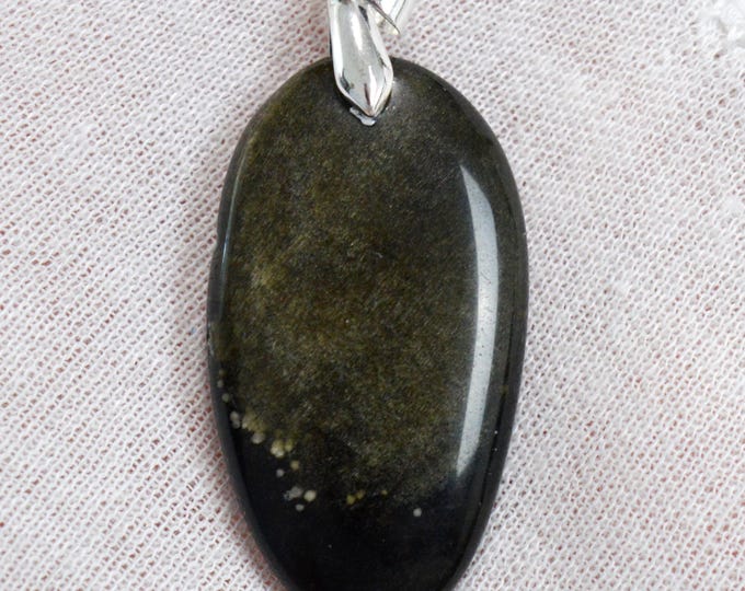 65 carat golden obsidian - natural stone cabochon pendant - Mexico /FU44
