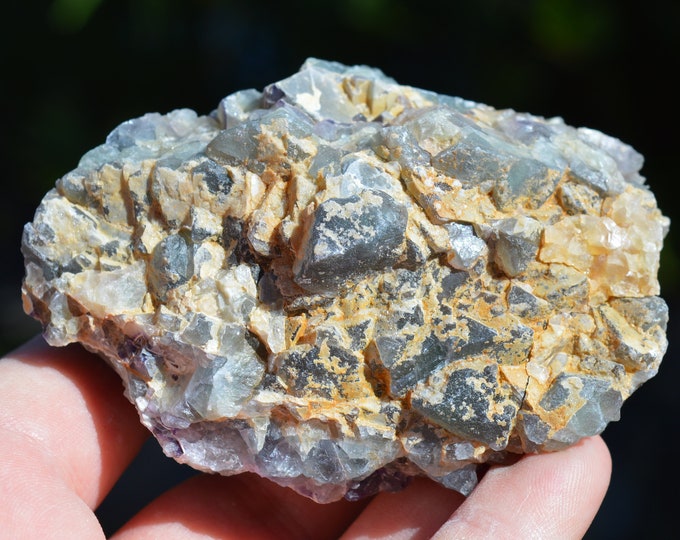 Raw Fluorite 360 grams - La Barre Mine (La Martinèche Mine), Saint-Jacques-d'Ambur, Puy-de-Dôme, Auvergne-Rhône-Alpes, France