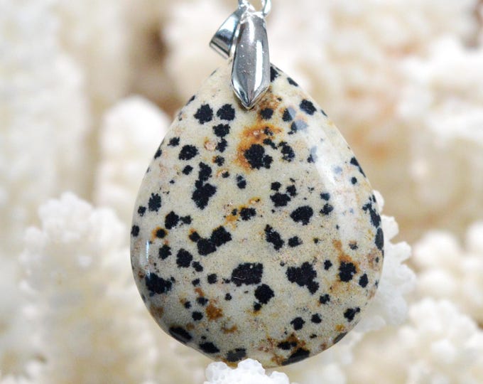 Jaspe dalmatien 41 carats - pendentif cabochon pierre naturelle - Mexique / FT82