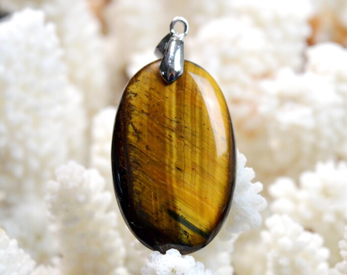 Oeil de tigre 52 carats - pendentif cabochon pierre naturelle - Afrique du Sud / FI38