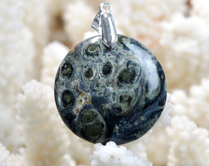 Jaspe "Kambaba" 40 carats - pendentif cabochon pierre naturelle - Madagascar / FL5