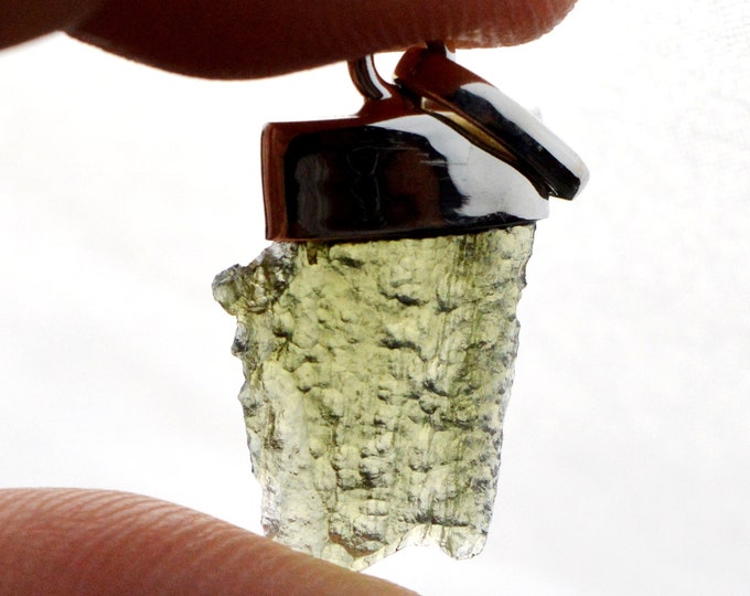Moldavite - 8.5 carats - pendentif pierre naturelle - République Tchèque - Argent 925