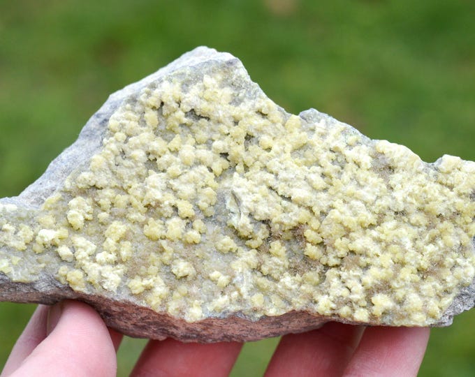 Sulfur & celestite 425 grams - Machów mine, Tarnobrzeg City Co., Subcarpathian Voivodeship, Poland