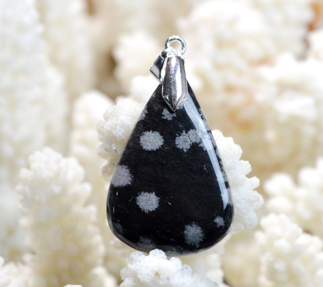 Cabochon Ovale Obsidienne Flocon de Neige | Pierres naturelles - My Roller Stone