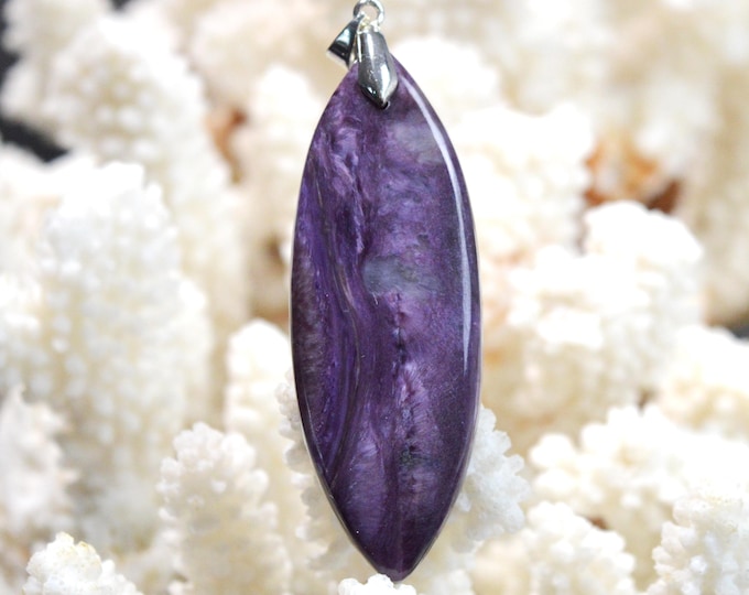 Charoite 80 carats - pendentif cabochon pierre naturelle - Russie / FZ77