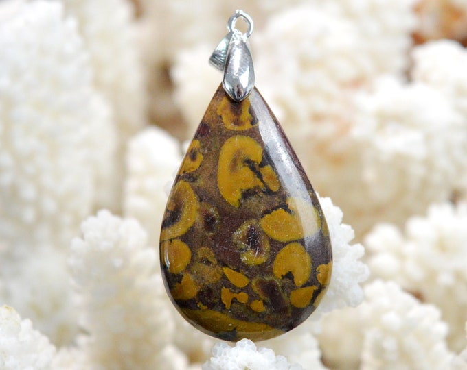 52 carat "Bamboo" Jasper - natural stone cabochon pendant - Indonesia // EA14