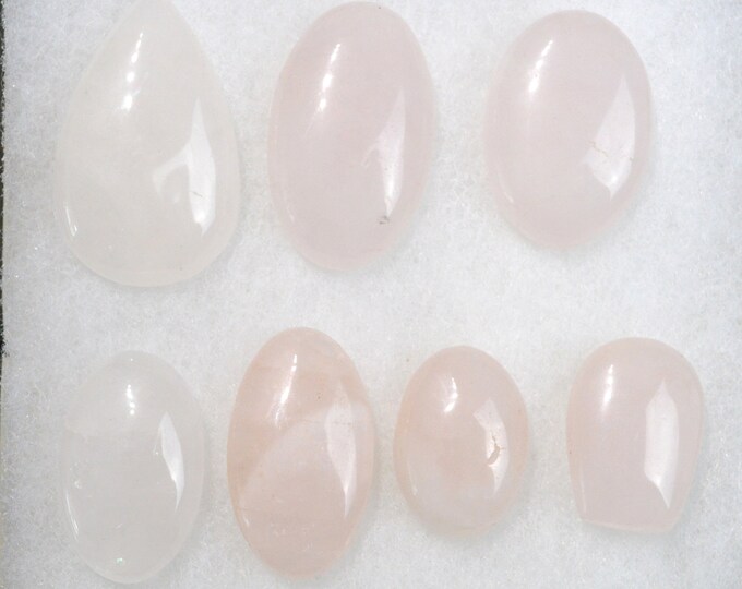 Lot x7 Quartz rose - 516 carats - cabochon pierre naturelle - Madagascar // BU75
