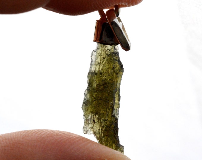 Moldavite - 9 carats - pendentif pierre naturelle - République Tchèque - Argent 925