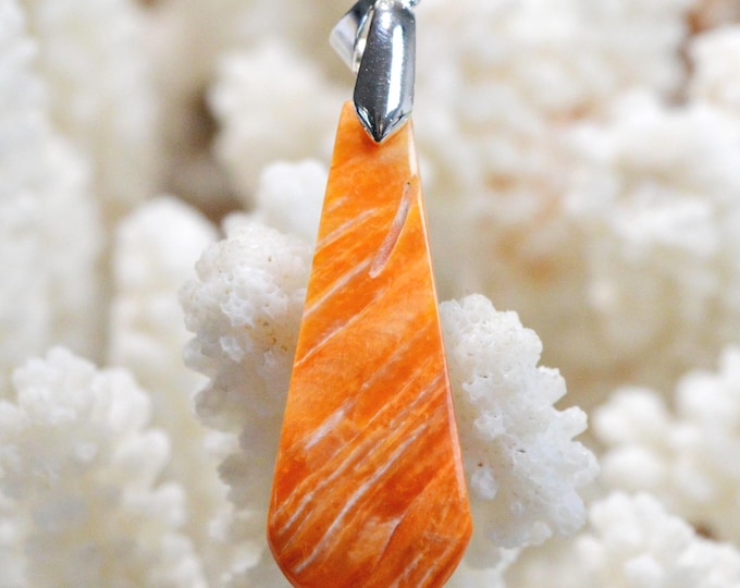 Spiny Oyster - Spondylus - 18 carat - natural shell cabochon pendant - Mexico / FR41