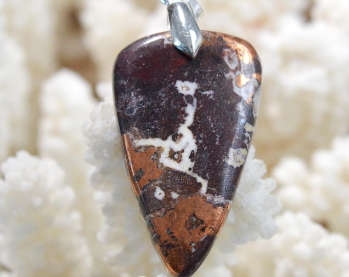 Native Copper & Dolomite 57 Carat - Natural Stone Cabochon Pendant - Michigan, USA / FT96