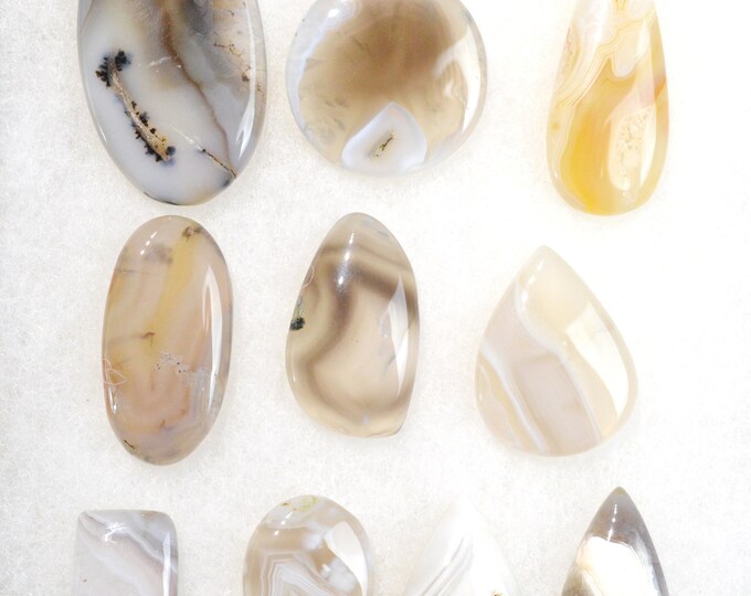 Lot x10 Agate 333 carats - natural stone cabochon // Ref BY40