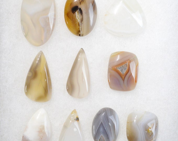 Lot x10 Agate 306 carats - natural stone cabochon // Ref BY46