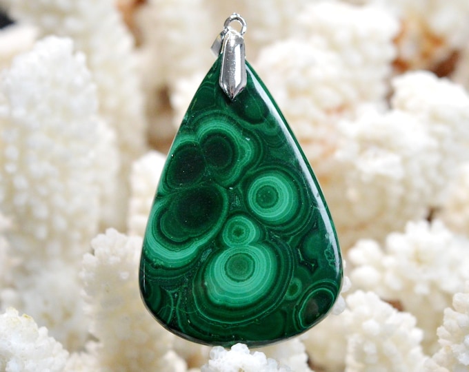 Malachite 76 carats - pendentif cabochon pierre naturelle - Congo / EY8