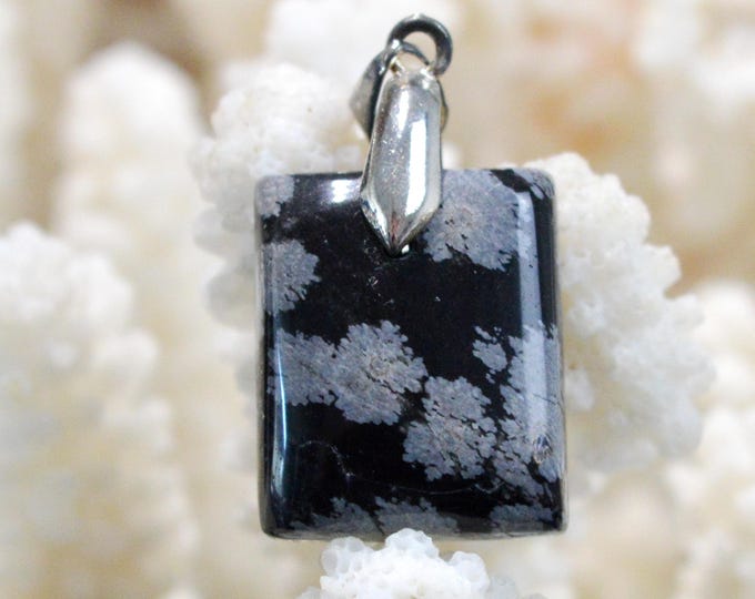 23 Carat Snowflake Obsidian - Natural Stone Cabochon Pendant - USA / FU28