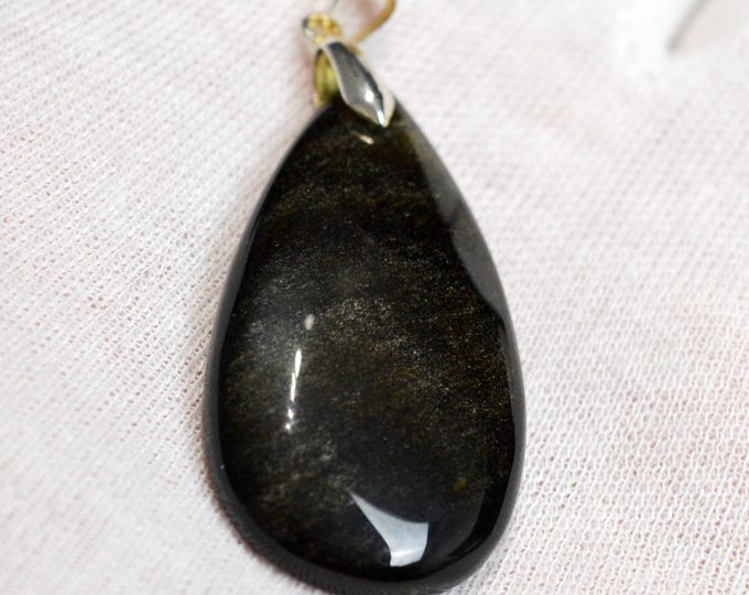 61 carat golden obsidian - natural stone cabochon pendant - Mexico /FQ78