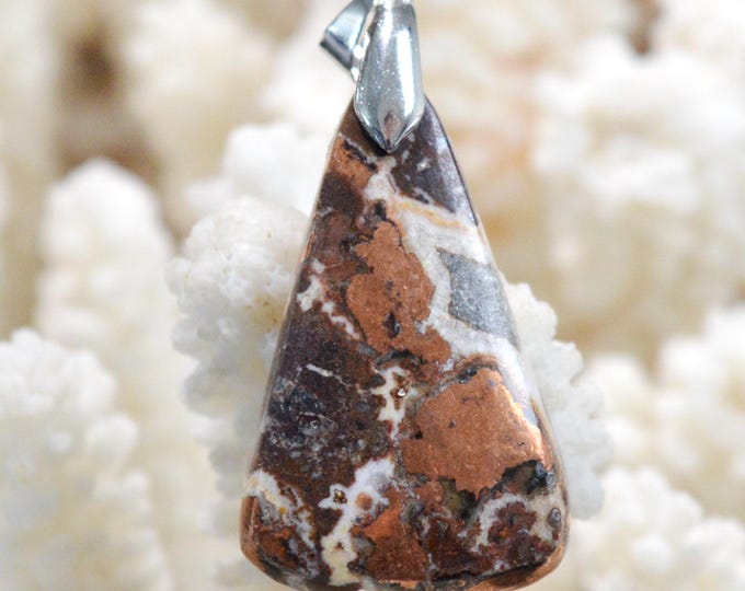 Native Copper & Dolomite 56 Carat - Natural Stone Cabochon Pendant - Michigan, USA / FT97