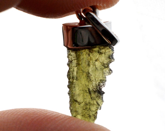 Moldavite - 10 carats - pendentif pierre naturelle - République Tchèque - Argent 925