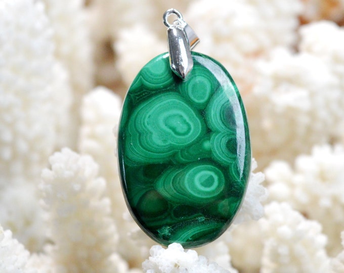 Malachite 56 carats - pendentif cabochon pierre naturelle - Congo / EY15